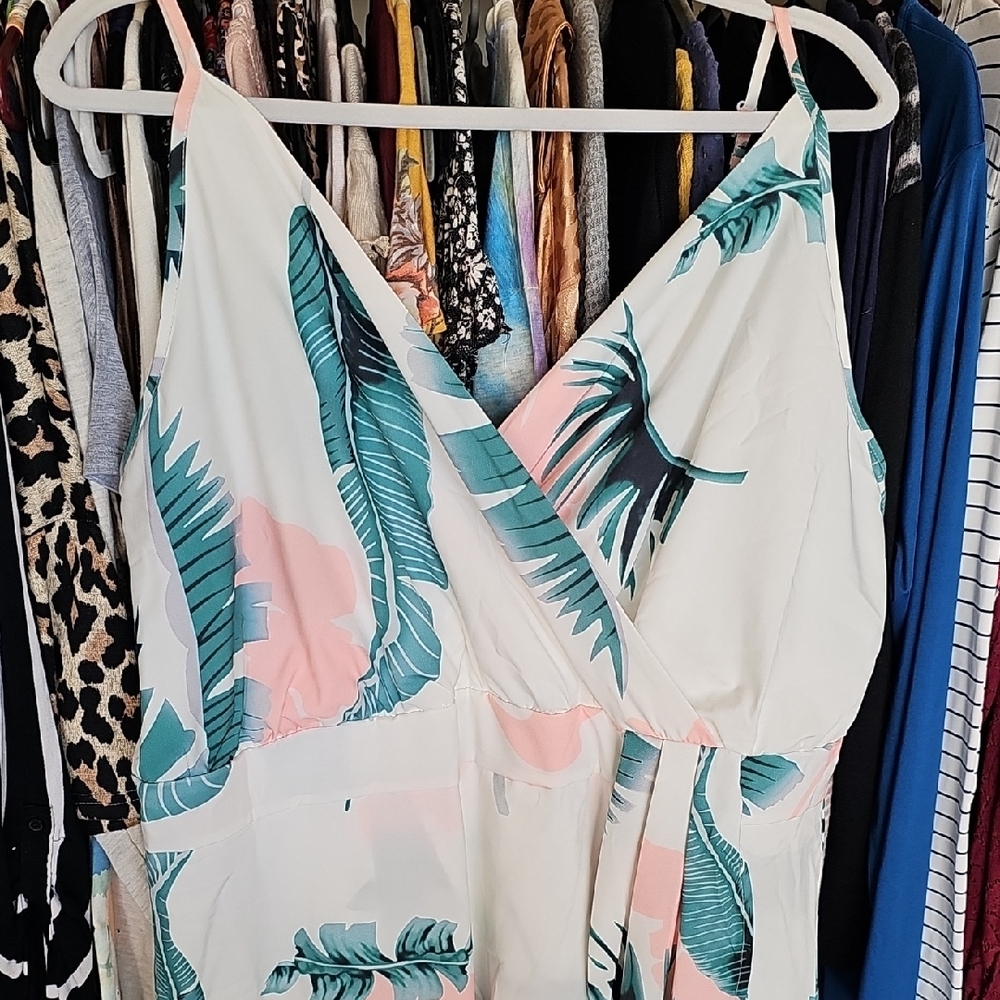 Tropical Print Wrap Dress